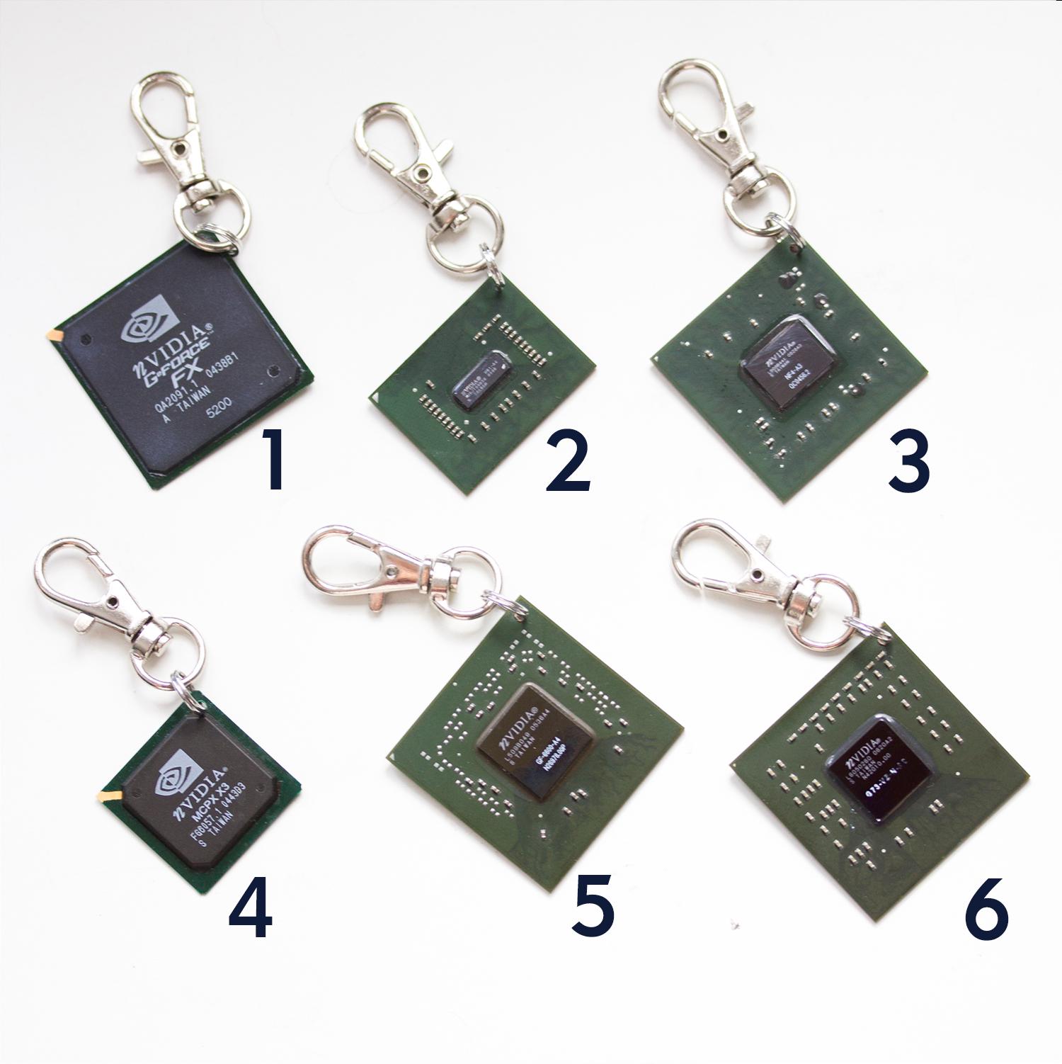 Chipset Keychain, Recycled Computer Keychain, Nvidia Graphic