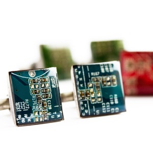Cufflinks with real circuit boards, gift for him, graduation gift, gift for dad, cufflinks for groom, wedding cufflinks image 2