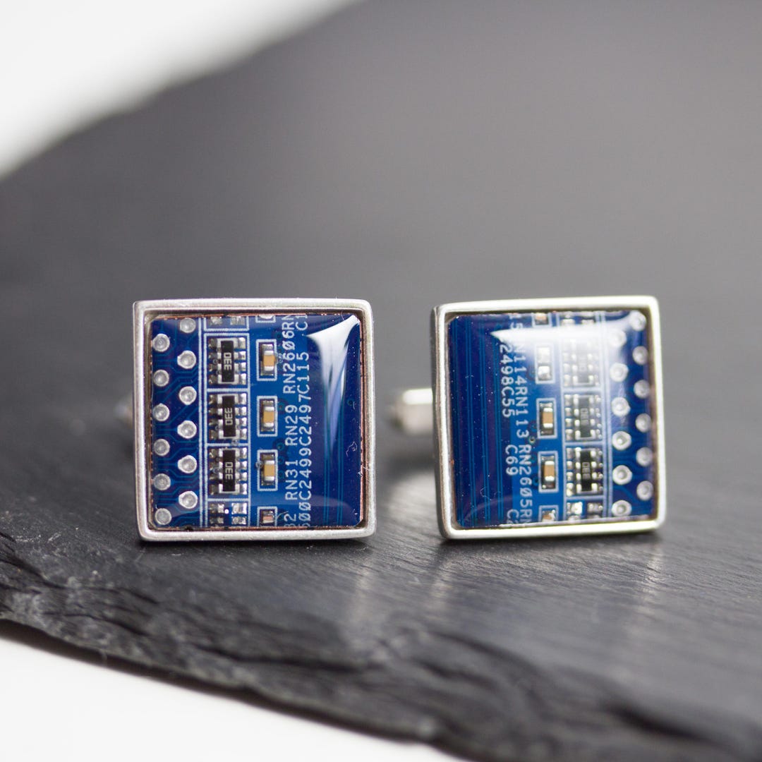 Sterling Silver Circuit Board Cufflinks - Computer Nerd, Gift for Him ...