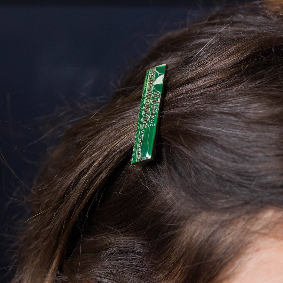Small Hair Barrette Made With Recycled Circuit Board Hair Etsy