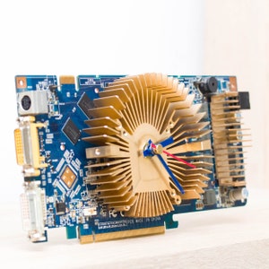 Desk clock, geeky office clock, nerdy gift, Recycled video card clock - blue circuit board