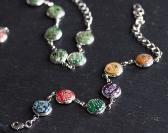 Colorful bracelet made with recycled circuit board, rainbow bracelet, unique jewelry