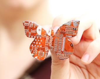 Butterfly brooch - geeky brooch - circuit board - contemporary Statement jewelry - recycled computer