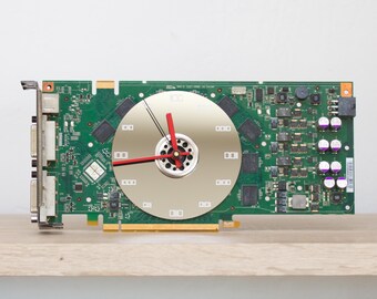 Bureauklok - unieke gerecyclede klok voor grafische kaarten, groen