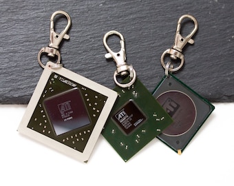 Chipset keychain, recycled computer keychain, ATI graphic processor, GPU