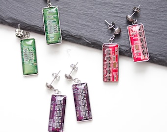 Oorknopjes/hangoorbellen met rechthoekige printplaathangers, staaldraad