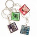 Recycled circuit board keychain - geeky gift - gifts for him - square, resin 