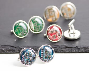 Sterlingzilveren manchetknopen: manchetknopen printplaat, cadeau voor hem, vaderdagcadeau