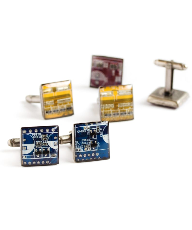 Cufflinks with real circuit boards, gift for him, graduation gift, gift for dad, cufflinks for groom, wedding cufflinks image 4