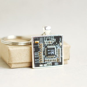 Circuit board keychain, keyring for techie image 1