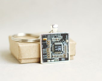 Circuit board keychain, keyring for techie