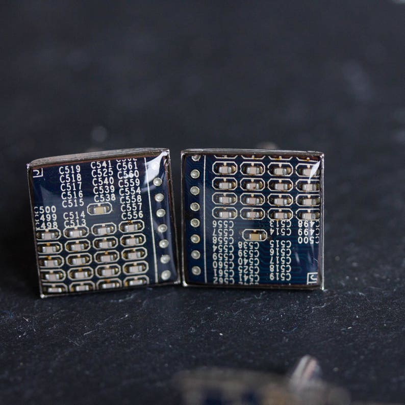 mens gift father/'s gift gift for him wedding cuff links Dark Blue Cufflinks unique circuit board cufflinks in darkest blue color