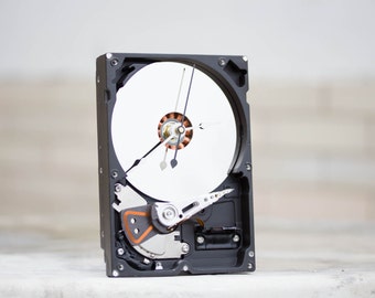 Desk clock from a recycled Computer hard drive - HDD clock - ready to ship