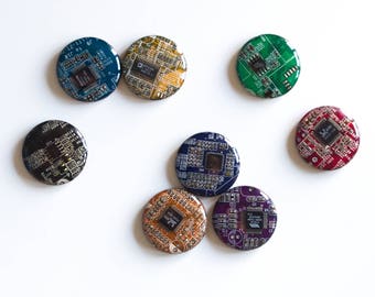 Fridge magnets made of real recycled Circuit boards