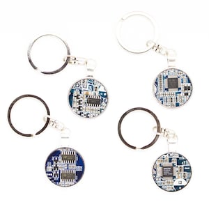 Circuit board Keychain, recycled gift for computer nerd, cool Geeky Keyring, tech gift image 10