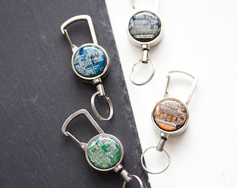Retractable badge holder, recycled Circuit board, retractable lanyard, coworker Gift, office gift, Graduation Gift