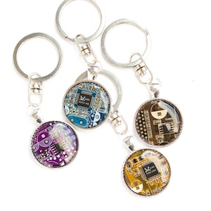 Sleutelhanger printplaat, cadeau voor papa, cadeau computernerd - herberekenen - rond, hars