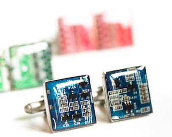 Cufflinks with real circuit boards, gift for him, graduation gift, gift for dad, cufflinks for groom, wedding cufflinks