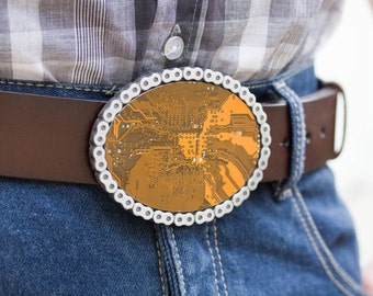 Belt buckle - Bike chain - Big Geeky Belt buckle - yellow / olive green Circuit board - unk - plus leather belt