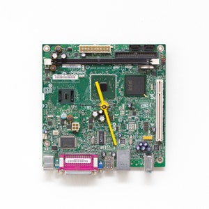 Unique Wall clock - small recycled Computer motherboard, green - ready to ship