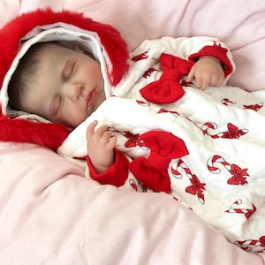 Reborn Baby Doll: 20&quot; Candy Cane Outfit, Weighted Realistic Doll