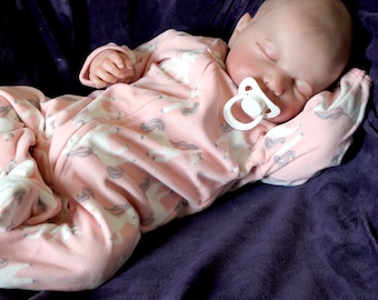 20 Inch Lifelike Reborn Baby Doll: Pink Unicorn Fleece Sleeper