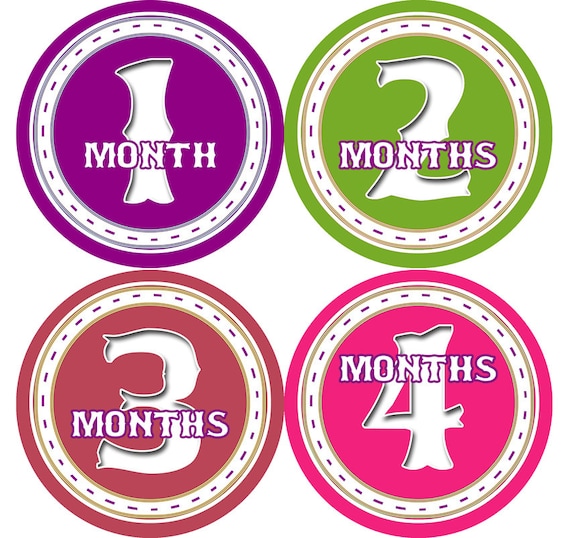 Baby monthly stickers 1 to 12 months - month to month baby stickers - Bodysuit Romper Stickers - Monthly Baby Stickers - GIRLS CIRCLES
