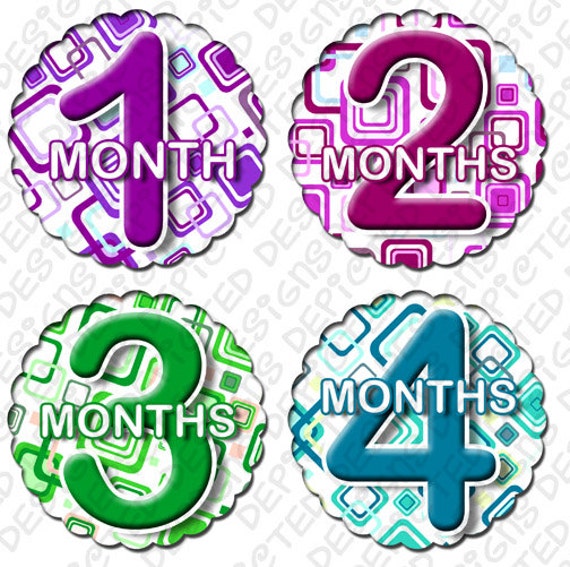 Baby Monthly Stickers 1 to 12 months Bodysuit Romper Stickers - Month to Month Baby Stickers Monthly Baby Stickers - BOXY SQUARES