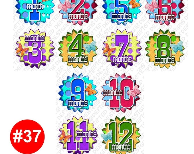 Baby Month Stickers - Month to Month Stickers for Baby - Baby Month Stickers - First Year Belly Stickers - Baby Shower Stickers FADING POLKA