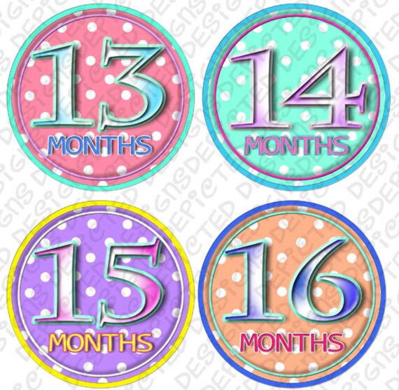 Month to Month baby stickers - Baby monthly stickers 13 - 24 months - Bodysuit Romper Stickers - Monthly Baby Stickers - CHARLAMAGNE
