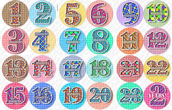 Month to Month baby stickers - Baby monthly stickers 1 to 24 months - Bodysuit Romper Stickers - Monthly Baby Stickers DOTTED NUMBERS