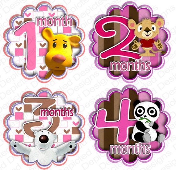 month to month baby stickers - Baby monthly stickers 1 to 12 months - Bodysuit Romper Stickers - Monthly Baby Stickers - HUGGY BEARS