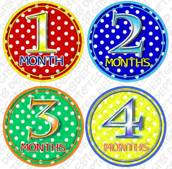 4 inch Belly Stickers for Newborn Baby - 1-12 Months Baby Photo Stickers Monthly Baby Stickers Shower Gift Idea sticker set DOTTIE DOTS