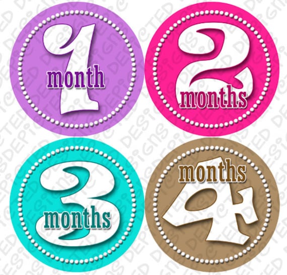 month to month baby stickers - Baby monthly stickers 1 to 12 months - Bodysuit Romper Stickers - Monthly Baby Stickers - GIRL DANCING DOTS