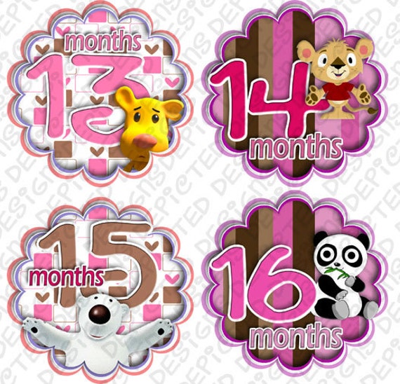 Month to Month baby stickers - Baby monthly stickers 13 - 24 months - Bodysuit Romper Stickers - Monthly Baby Stickers - HUGGY BEARS