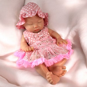 Pink Polka Dot Doll Dress with Hat: Fits 13-14 Inch Dolls