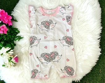 Pink Gray Bodysuit Romper Newborn Baby Doll 20 inch Baby Clothes Porcupine Pajamas One Piece Infant 0-3 Months PJ Infant Girl Bodysuit NEW