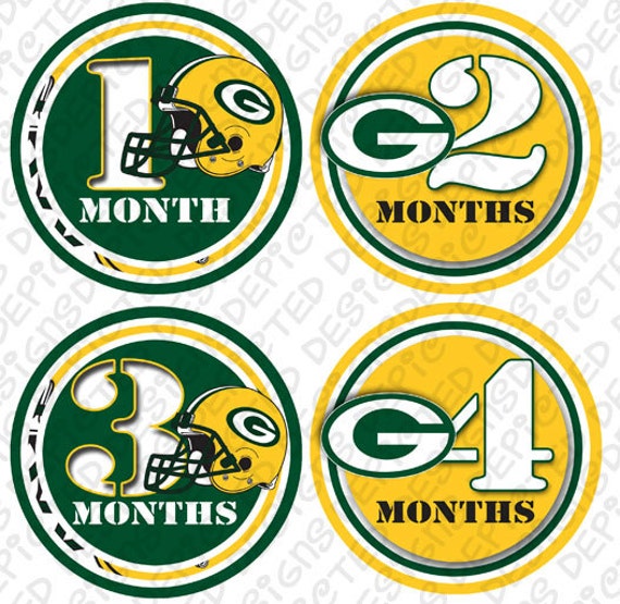 Footbal - Baby monthly stickers 1 to 12 months - month to month baby stickers - Bodysuit Romper Stickers - Monthly Baby Stickers - GREENBAY