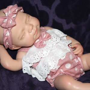pink polka dot 13 inch doll clothes, Silicone Baby Doll Full Body Reborn Preemie 13 inch 2.3lbs Platinum Silicone Dolls Realistic Real Lifelike Weighted Babies Ecoflex Bathtub Baby