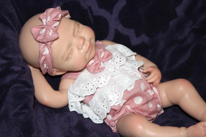 pink polka dot 13 inch doll clothes, Silicone Baby Doll Full Body Reborn Preemie 13 inch 2.3lbs Platinum Silicone Dolls Realistic Real Lifelike Weighted Babies Ecoflex Bathtub Baby