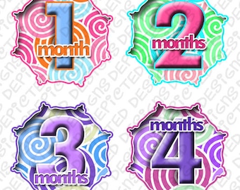 month to month baby stickers - Baby monthly stickers 1 to 12 months - Bodysuit Romper Stickers - Monthly Baby Stickers - SWIRLS