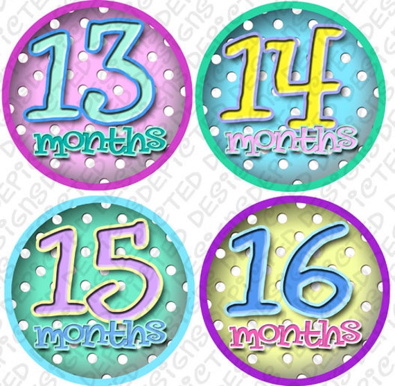 13 to 24 month baby photo stickers monthly baby stickers 4 inch Belly Stickers for newborn Baby Shower Gift Idea sticker set - POLKA DOTS