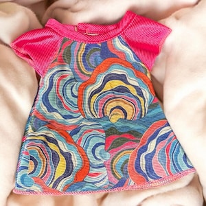 12 Inch Doll Clothes: Pink & Tye Dye Swirly Dress