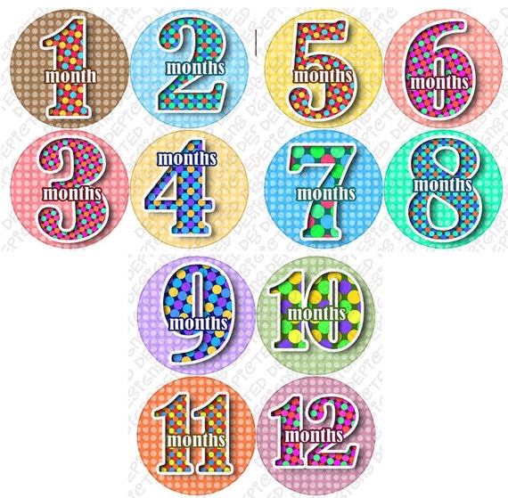 1-12 Months Baby Photo Stickers Monthly Baby Stickers 4 inch Belly Stickers for Newborn Baby Shower Gift Idea sticker set DOTTED NUMBERS