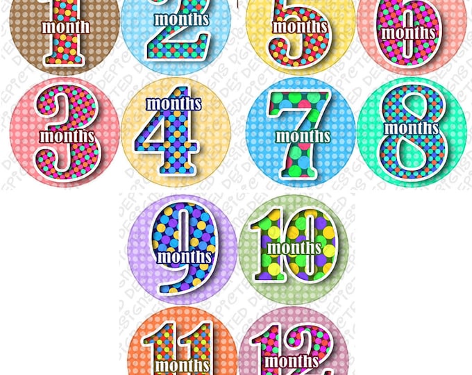 1-12 Months Baby Photo Stickers Monthly Baby Stickers 4 inch Belly Stickers for Newborn Baby Shower Gift Idea sticker set DOTTED NUMBERS