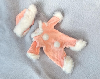 Pink Fluff Ball Doll Outfit: Santa Hat, Plush Clothing (12 Inch)