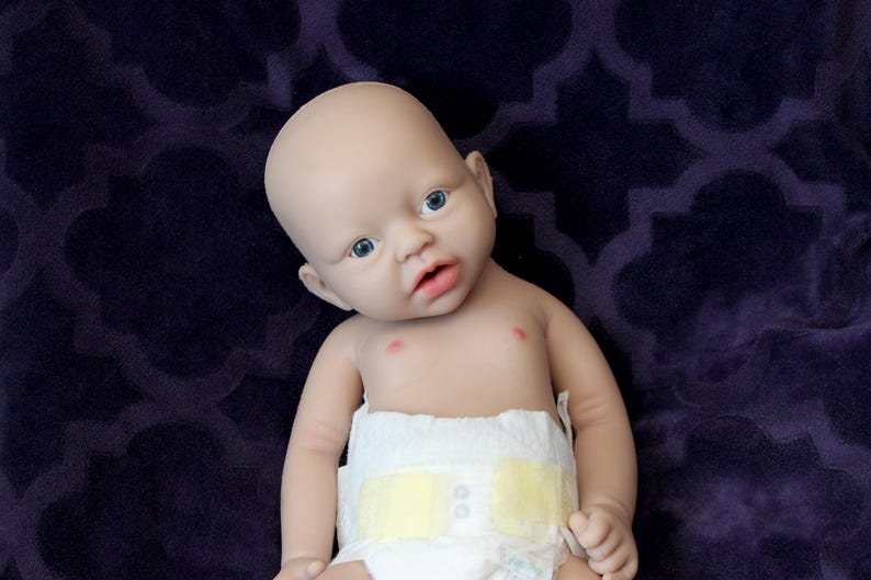 Realistic Full Body Silicone Baby Doll Reborn Preemie 14" 3.4 lbs Platinum Silicone Dolls Lifelike Real Weighted Babies Ecoflex Bathtub Baby