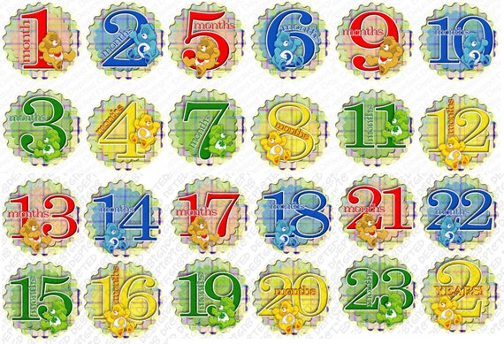 Month to Month baby stickers - Baby monthly stickers 1 to 24 months - Bodysuit Romper Stickers - Monthly Baby Stickers - CAREBEARS