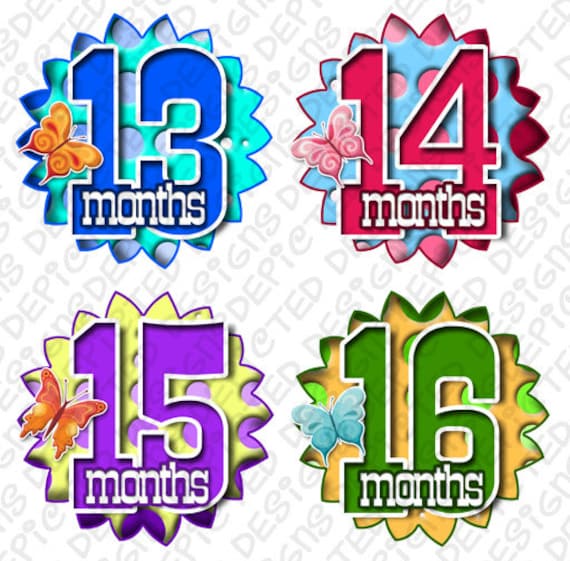 Baby Month Stickers 13-24 Month to Month Stickers for Baby Baby Month Stickers First Year Belly Stickers - Baby Shower Stickers FADING POLKA