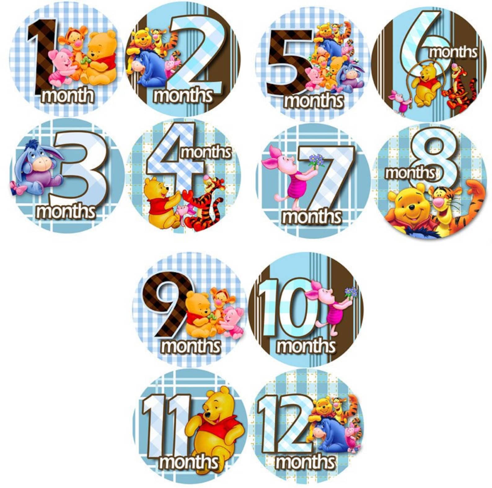Winnie the Pooh Baby Monthly Milestone Stickers: 1-12 Months - Etsy